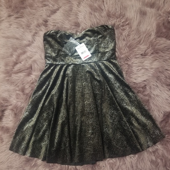 Free People Metallic Strapless Mini Dress - Picture 3 of 3